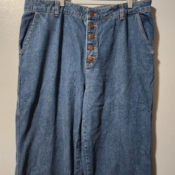 Long Tail Sally Tall Long Wide Leg High Rise Buttonfly Jeans Size 16 - Picture 2 of 7